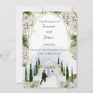 Faire-part de mariage autel Château Jardin Fantais