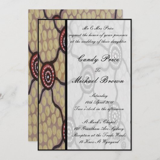 Faire-part de mariage autochtone Eora (Devant / Derrière)