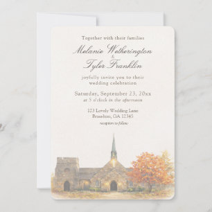 Faire-part de mariage automnal à l'aquarelle de la