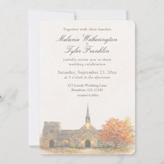 Faire-part de mariage automnal à l'aquarelle de la