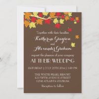 Faire-part de mariage automnal aux feuilles d'érab
