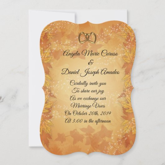 Faire-part de mariage automnal avec feuilles d'aut (Devant)