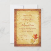 Faire-part de mariage automnal avec feuilles morte (Dos)