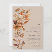 Faire-part de mariage automnal avec monogramme (Devant)
