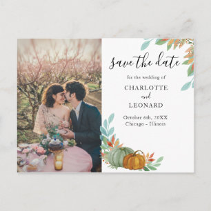 Faire-part de mariage automnal citrouilles photo