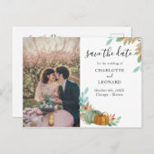 Faire-part de mariage automnal citrouilles photo (Devant / Derrière)