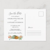 Faire-part de mariage automnal citrouilles photo (Dos)