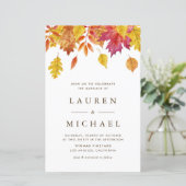 Faire-part de mariage automnal Couronne de feuille (Debout devant)