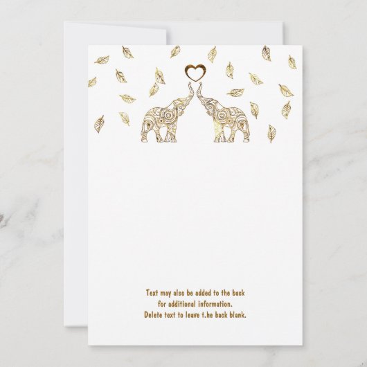 Faire-part de mariage automnal or avec deux élépha (Dos)