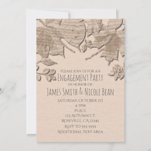 Faire-part de mariage automnal rustique aux feuill (Devant)