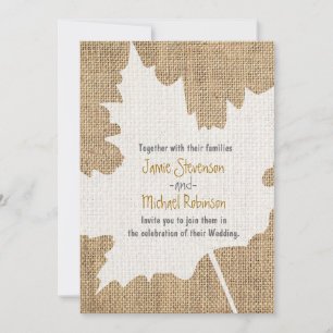 Faire-part de mariage automnal rustique en toile d