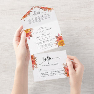 Faire-part de mariage automnal Terracotta rustique