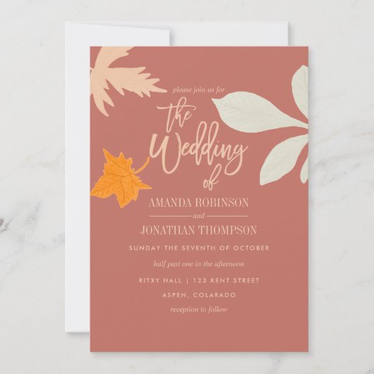 Faire-part de mariage automnale de l'automne (Devant)