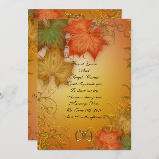 Faire-part de mariage automne (Devant / Derrière)