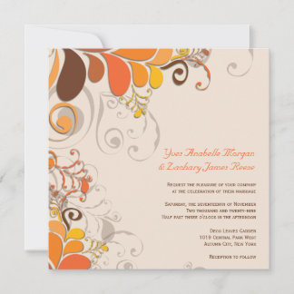 Faire-part de mariage Automne Deco Floral Swirls