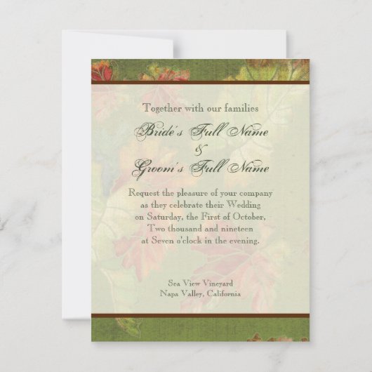Faire-part de mariage Autumn Graphe Leaf Batik (Dos)