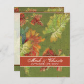 Faire-part de mariage Autumn Graphe Leaf Batik (Devant / Derrière)
