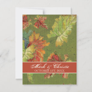 Faire-part de mariage Autumn Graphe Leaf Batik