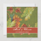 Faire-part de mariage Autumn Graphe Leaf Batik (Devant)