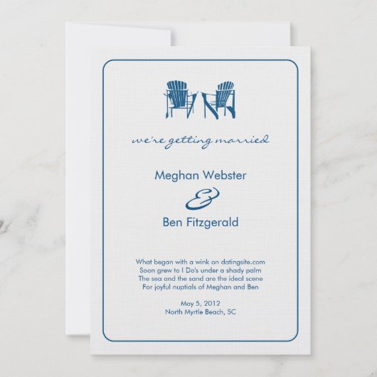 Faire-part de mariage aux chaises Adirondack (Devant)