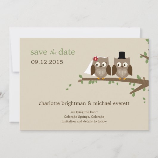 Faire-part de mariage aux chouettes / Annonces de (Devant)