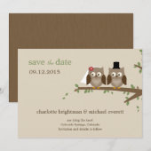 Faire-part de mariage aux chouettes / Annonces de (Devant / Derrière)