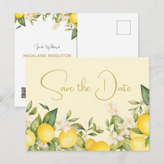 Faire-part de mariage aux citrons Save The Date (Devant / Derrière)