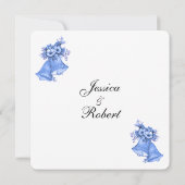 Faire-part de mariage aux cloches bleues (Dos)