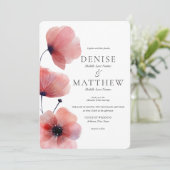 Faire-part de mariage aux coquelicots en papier de (Debout devant)