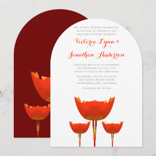 Faire-part de mariage aux coquelicots orange moder