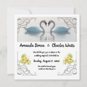 Faire-part de mariage aux cygnes blancs (Devant)