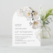 Faire-part de mariage aux délicates fleurs blanche (Debout devant)
