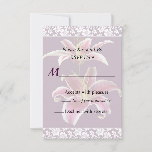 Faire-part de mariage aux deux lys Stargazer (Devant)