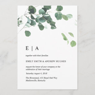 Faire-part de mariage aux feuilles aquarelle