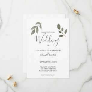Faire-part de mariage aux feuilles d'aquarelle bot