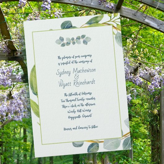 Faire-Part de Mariage aux Feuilles de Eucalyptus B