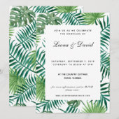 Faire-part de mariage aux feuilles de palmier vert (Devant / Derrière)