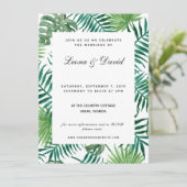 Faire-part de mariage aux feuilles de palmier vert (Debout devant)