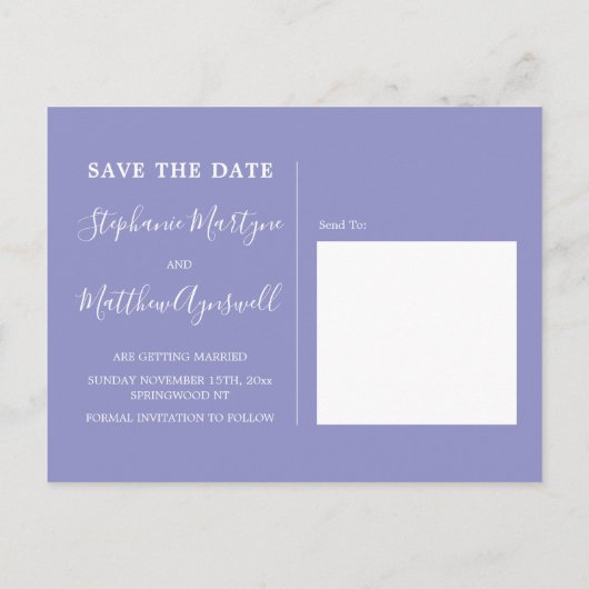 Faire-Part de Mariage aux Feuilles Violettes Aquar (Dos)