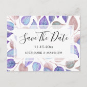 Faire-Part de Mariage aux Feuilles Violettes Aquar (Devant)
