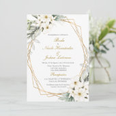 Faire-part de mariage aux fleurs blanches (Debout devant)