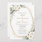 Faire-part de mariage aux fleurs blanches (Devant / Derrière)