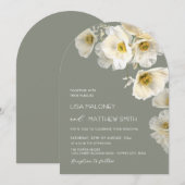 Faire-part de mariage aux fleurs blanches délicate (Devant / Derrière)