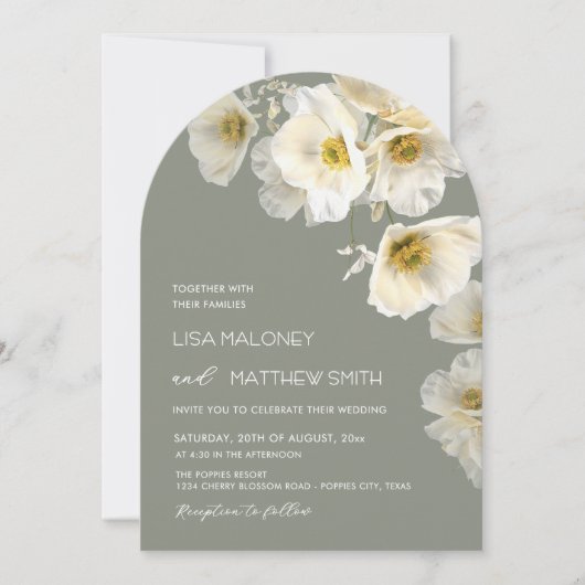 Faire-part de mariage aux fleurs blanches délicate (Devant)