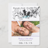 Faire-part de mariage aux fleurs blanches d'oiseau (Devant)