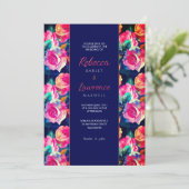 Faire-part de mariage aux fleurs colorées (Debout devant)