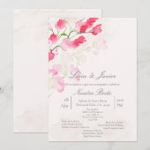Faire-part de mariage aux fleurs de couleur espagn (Devant / Derrière)