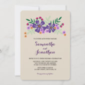 Faire-part de mariage aux fleurs de couleur vive (Devant)