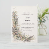 Faire-part de mariage aux fleurs de pastel et foug (Debout devant)