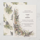 Faire-part de mariage aux fleurs de pastel et foug (Devant / Derrière)